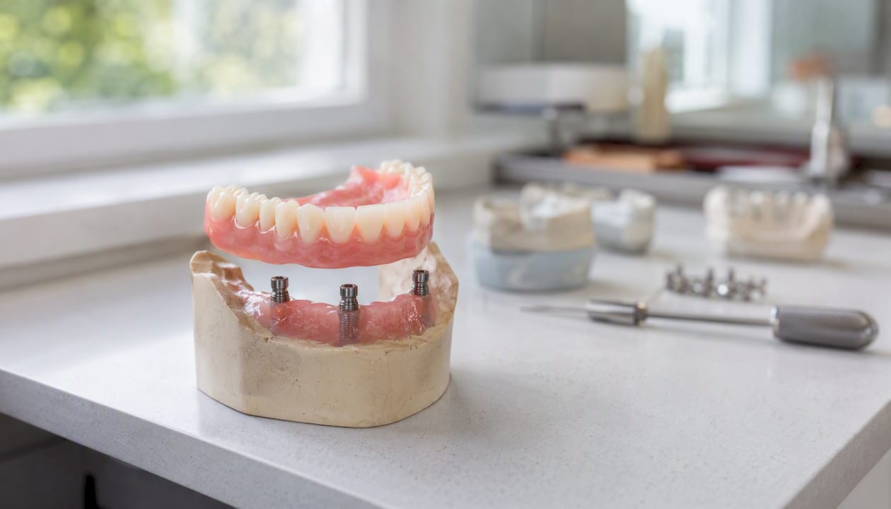 Dental model of implant-supported overdenture