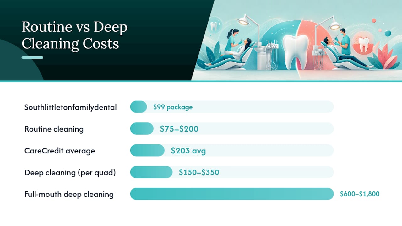 Diagram comparing dental cleaning costs and insurance coverage