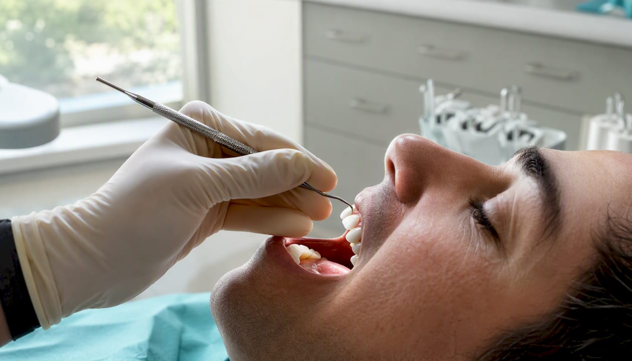 Dental probe checking crown margin