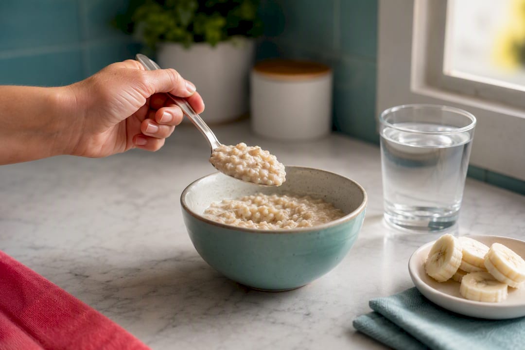 Soft oatmeal and banana for sensitive tooth