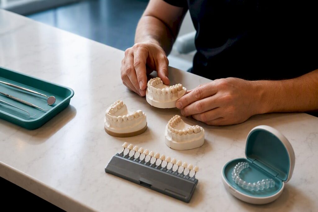 Dental models arranged for treatment planning