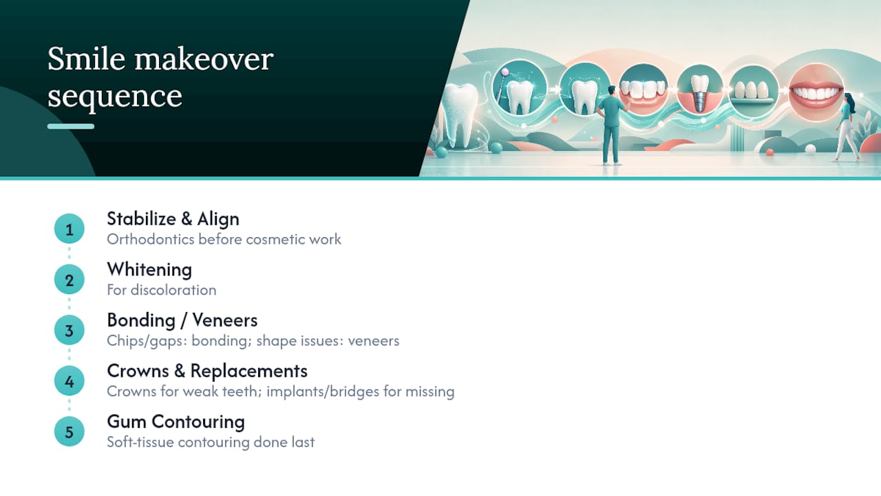 Dental treatment sequence for smile makeover