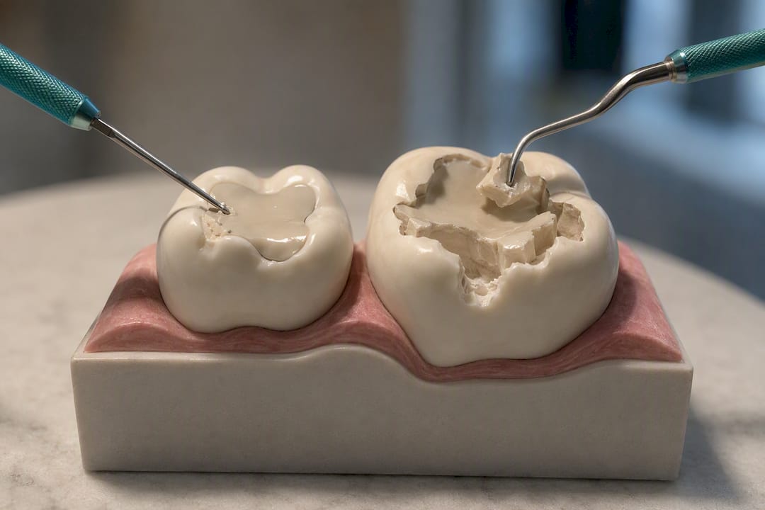 Illustration comparing filling repair and replacement