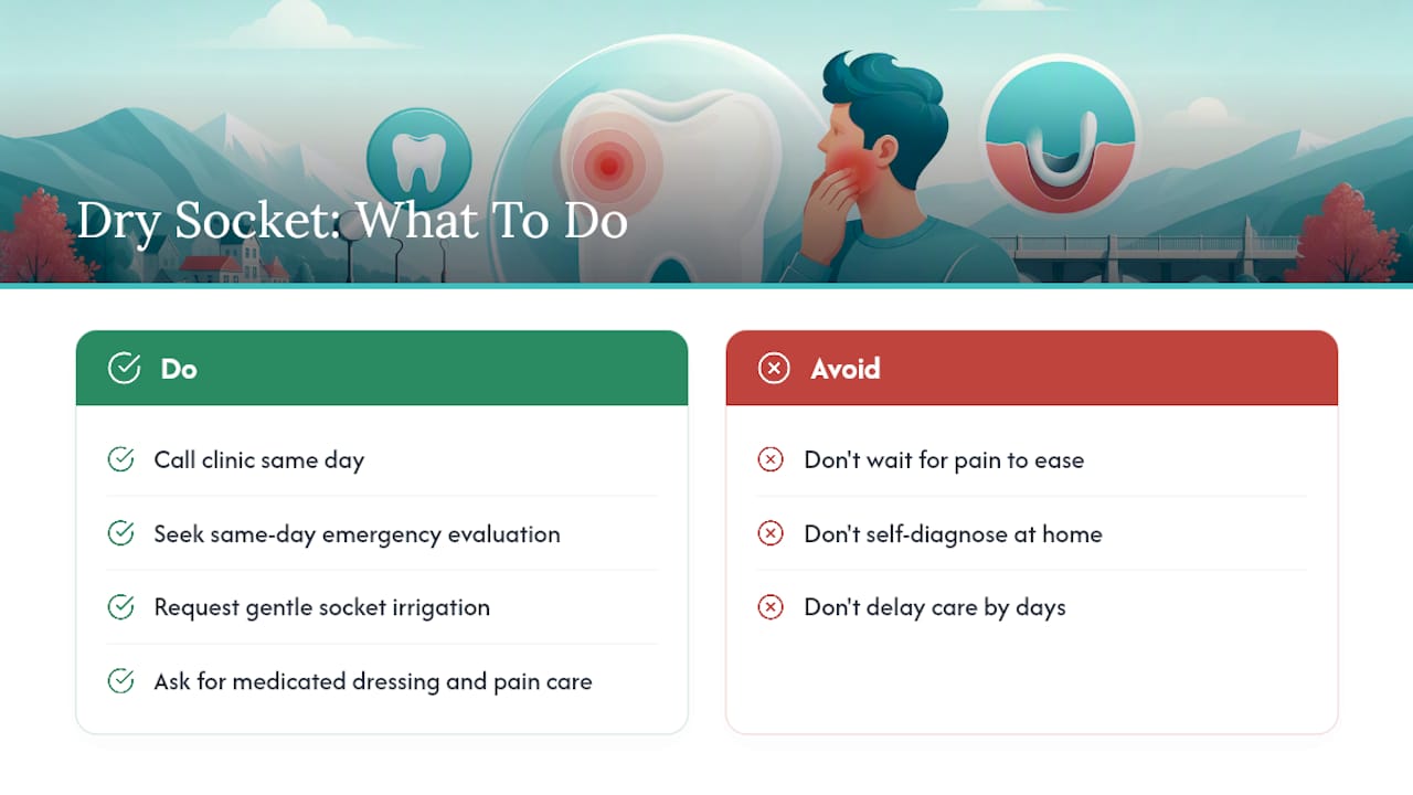South Littleton Family Dental's Approach to Suspected Dry Socket — overview diagram