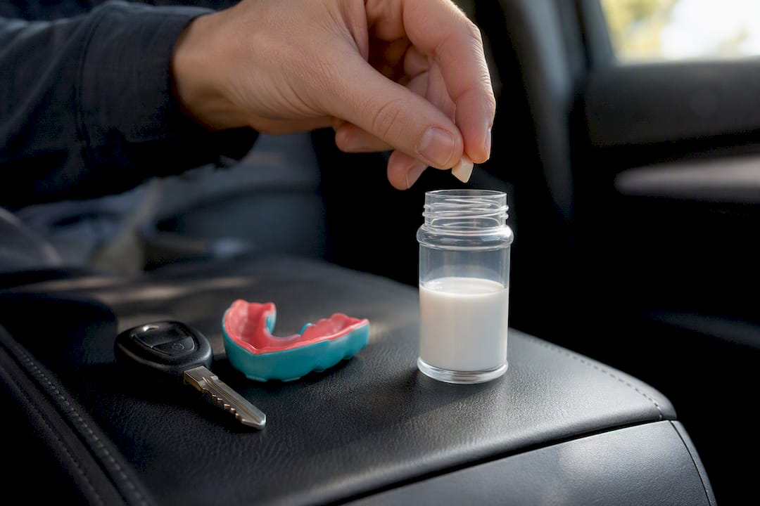 Tooth fragment stored in milk container