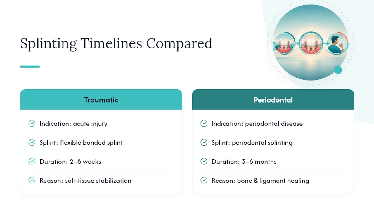 Traumatic versus periodontal splint timelines