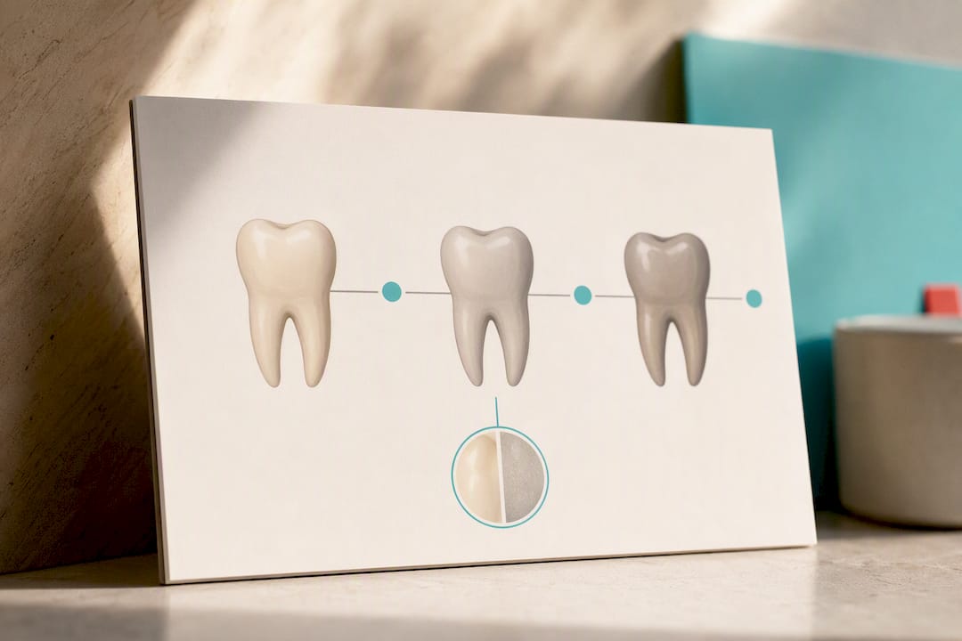 Illustrated tooth color changes over follow-ups