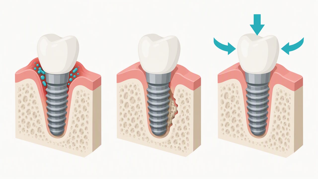 Illustration of three implant failure mechanisms